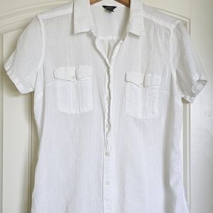 Eddie Bauer Lightweight White Short Sleeve Shirt Size L